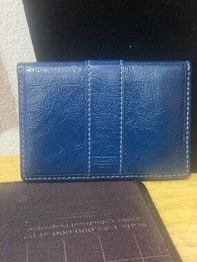 Coach Men's Deep Blue Leather Card & Key Holder